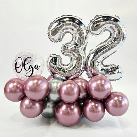 Mini Bouquet cumpleaños Rosa y Plata Mini Bouquet cumpleaños Rosa y Plata