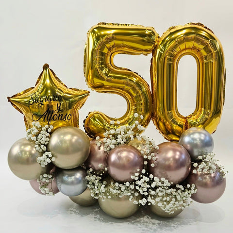 Mini Bouquet cumpleaños Dorado y Oro Rosa Mini Bouquet cumpleaños Dorado y Oro Rosa