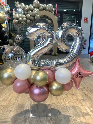 Mini Bouquet cumpleaños rosa/plata Mini Bouquet cumpleaños rosa/plata