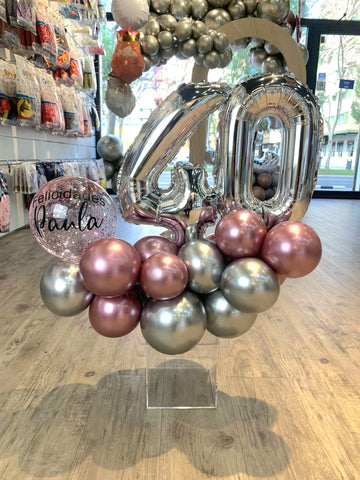 Mini Bouquet cumpleaños rosa/plata Mini Bouquet cumpleaños rosa/plata