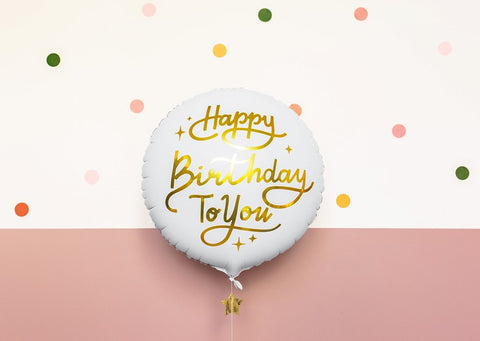 Globo de Aluminio Happy Birthday To You, 35cm, blanco Globo de Aluminio Happy Birthday To You, 35cm, blanco