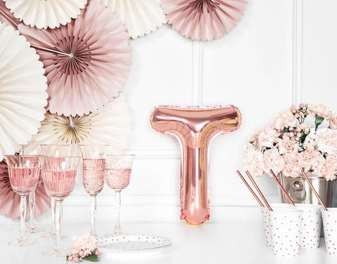 Globo de foil letra T Oro Rosa Globo de foil letra T Oro Rosa