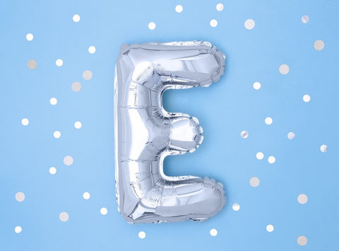 Globo de foil Letra ''E'', 35cm, plata Globo de foil Letra ''E'', 35cm, plata