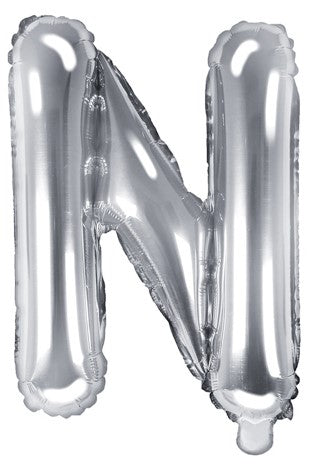 Globo de foil Letra ''N'', 35cm, plata Globo de foil Letra ''N'', 35cm, plata