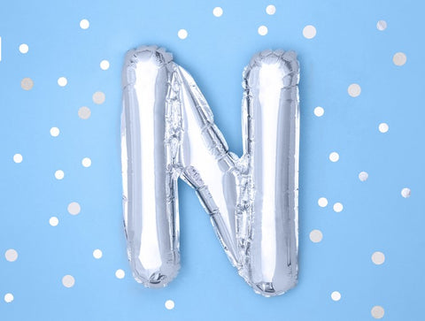 Globo de foil Letra ''N'', 35cm, plata Globo de foil Letra ''N'', 35cm, plata