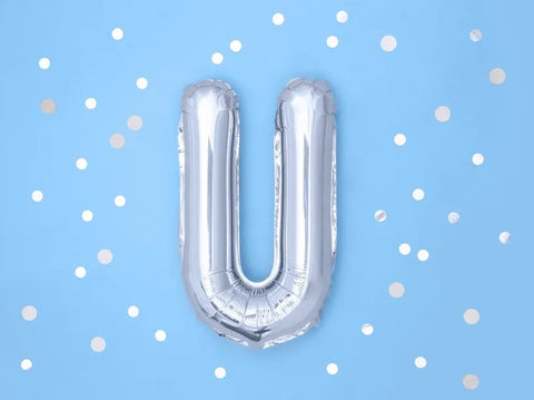 Globo de foil Letra ''U'', 35cm, plata Globo de foil Letra ''U'', 35cm, plata