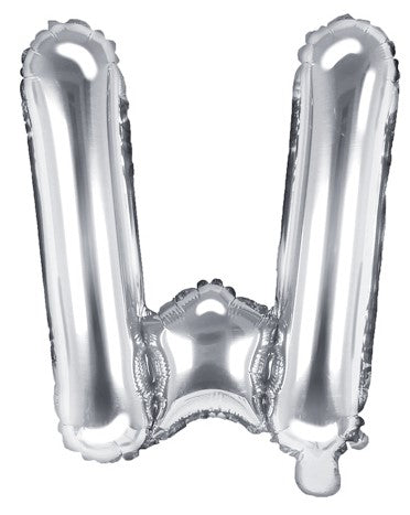 Globo de foil Letra ''W'', 35cm, plata Globo de foil Letra ''W'', 35cm, plata