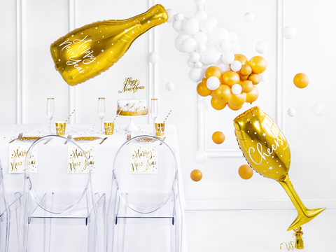 Botella  Feliz Año Nuevo 32x82cm, dorado Botella  Feliz Año Nuevo 32x82cm, dorado