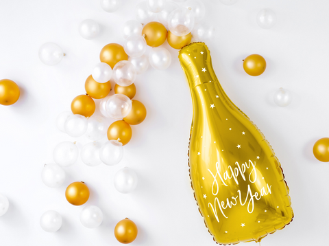 Botella  Feliz Año Nuevo 32x82cm, dorado