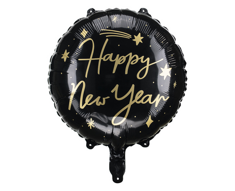 Globo de aluminio Feliz Año Nuevo, 45 cm negro